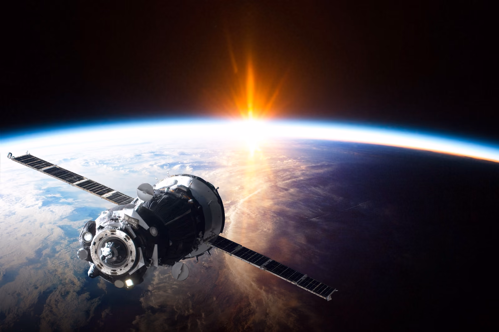 Earth planet and satellite view from space - elements of this im