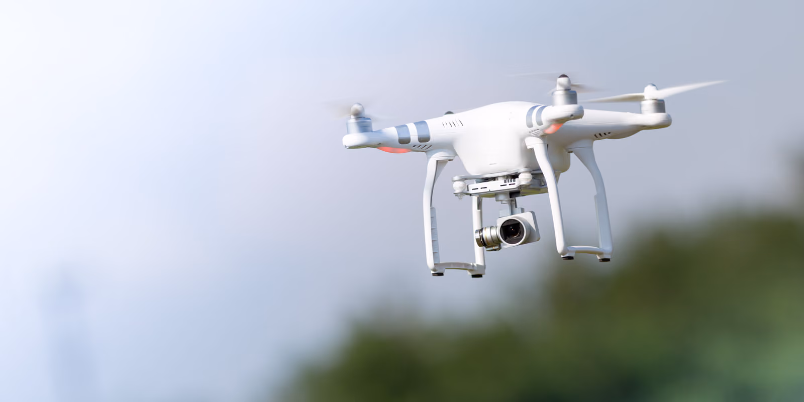 Flying drone in action
