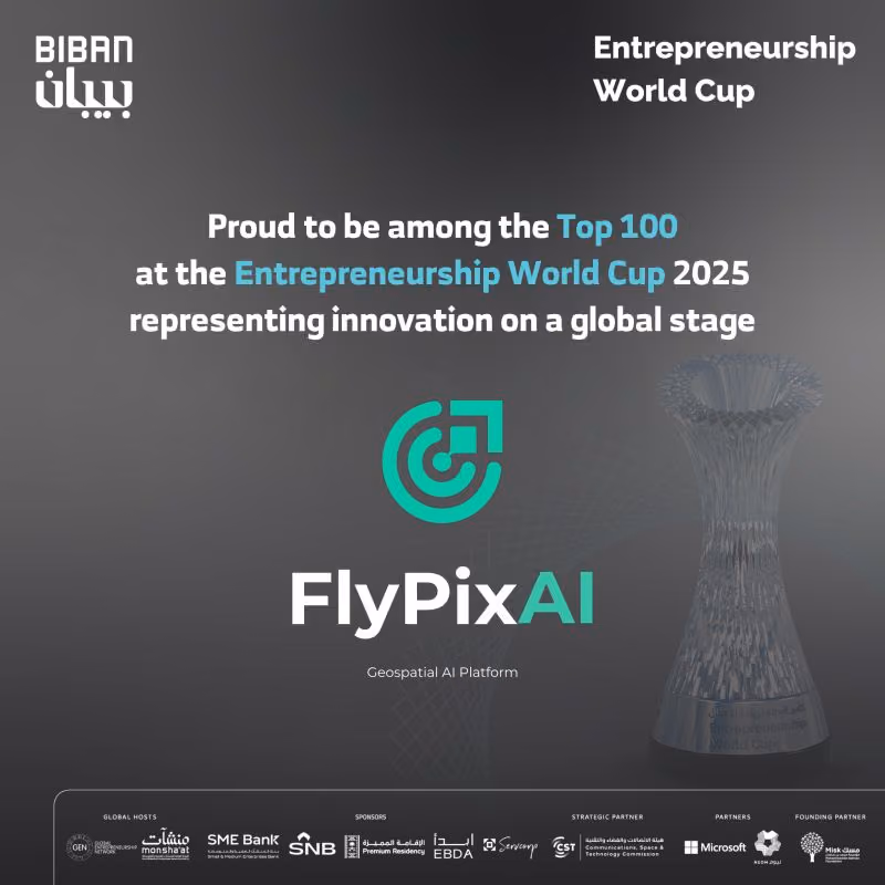 FlyPix AI Selected as Top 100 Global Startup for Entrepreneurship World Cup 2025